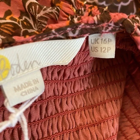 NWT Boden Tiered Smocked Dress with A Touch of gold sparkle - Picture 4 of 5